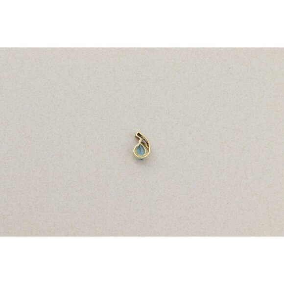 Pendant Only 10k Yellow Gold Natural Blue Topaz & Diamond Pendant 5/8" x 3/8" - Picture 8 of 8